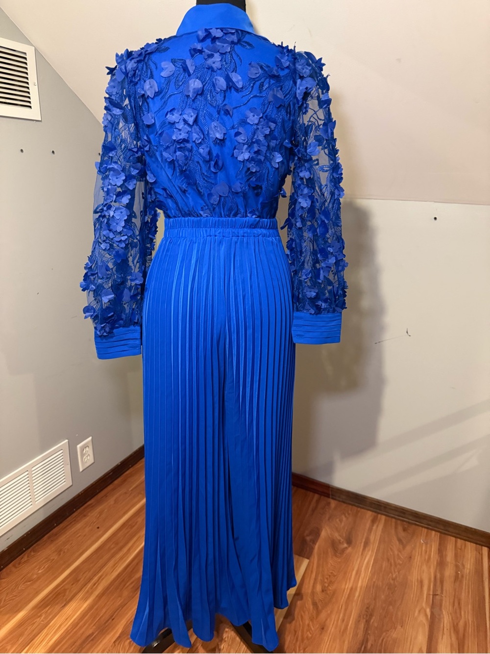 Chicme Royal Blue Pleated Wide-Leg Jumpsuit - Picture 7 of 12